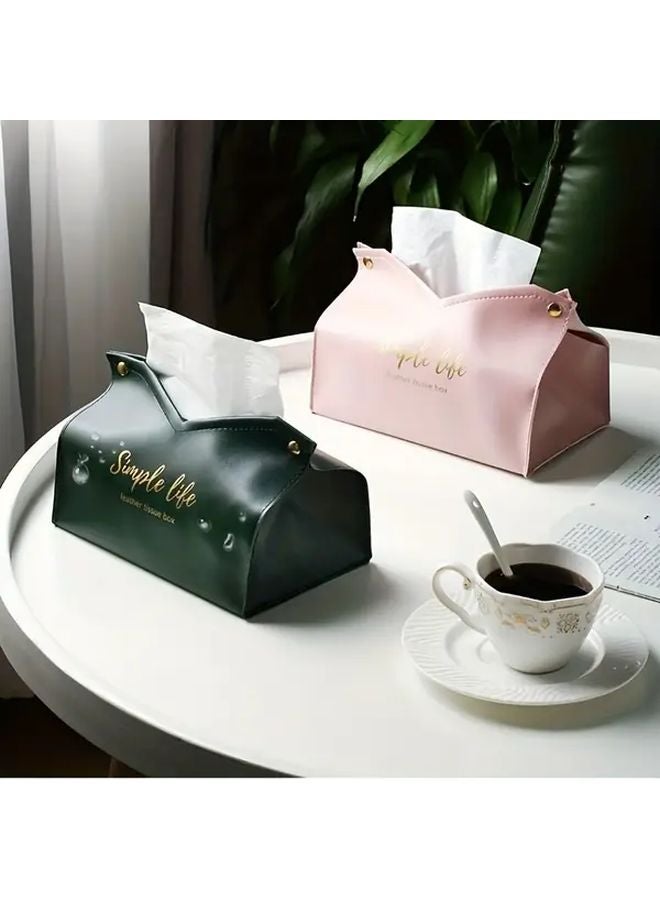Green Faux Leather Tissue Box For Home Living Room Hotel And Car Storage - Image 2