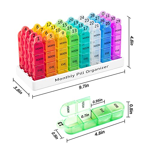 Daviky Monthly Pill Organizer 4 Times a Day, 30 Day Pill Organizer with Daily Pill Box Organizer, One Month Medicine Pill Case, 31 Day Pill Container Pill Holder to Hold Supplement and Medication - Image 2