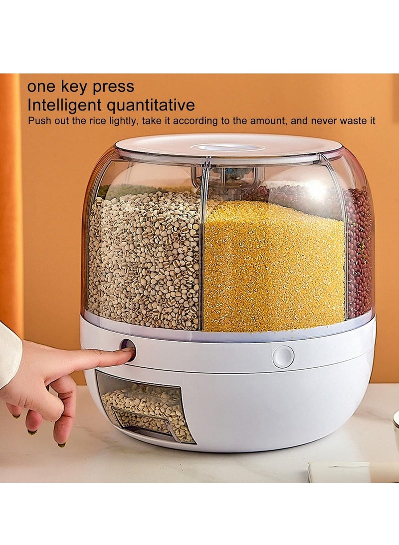 ELTRAZONE حاوية تخزين الأرز والحبوب 6 شبكات، موزع طعام جاف دوار 360° - صندوق تخزين الحبوب مع غطاء، مقاوم للرطوبة، دلو أرز محكم الإغلاق لتنظيم المطبخ، المنزل، والمخزن (سعة 5 كجم) - Image 2