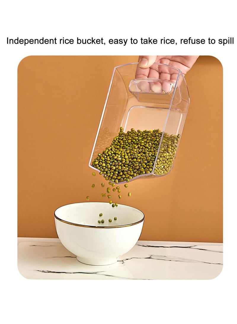 ELTRAZONE حاوية تخزين الأرز والحبوب 6 شبكات، موزع طعام جاف دوار 360° - صندوق تخزين الحبوب مع غطاء، مقاوم للرطوبة، دلو أرز محكم الإغلاق لتنظيم المطبخ، المنزل، والمخزن (سعة 5 كجم) - Image 3