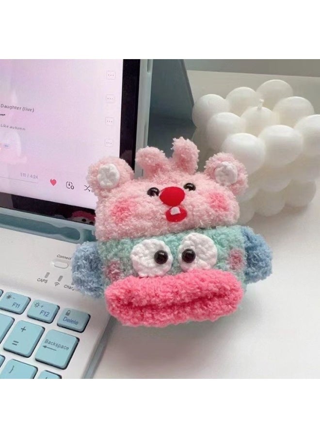 Generic - Plush Cute Clown Fish Fold Rabbit Head For Apple Bluetooth Airpodspro1 Generation Headset Protective Cover For 2/3 Generation-Color:Rabbit Head Stacked Ugly Fish-airpods 3 - Image 1
