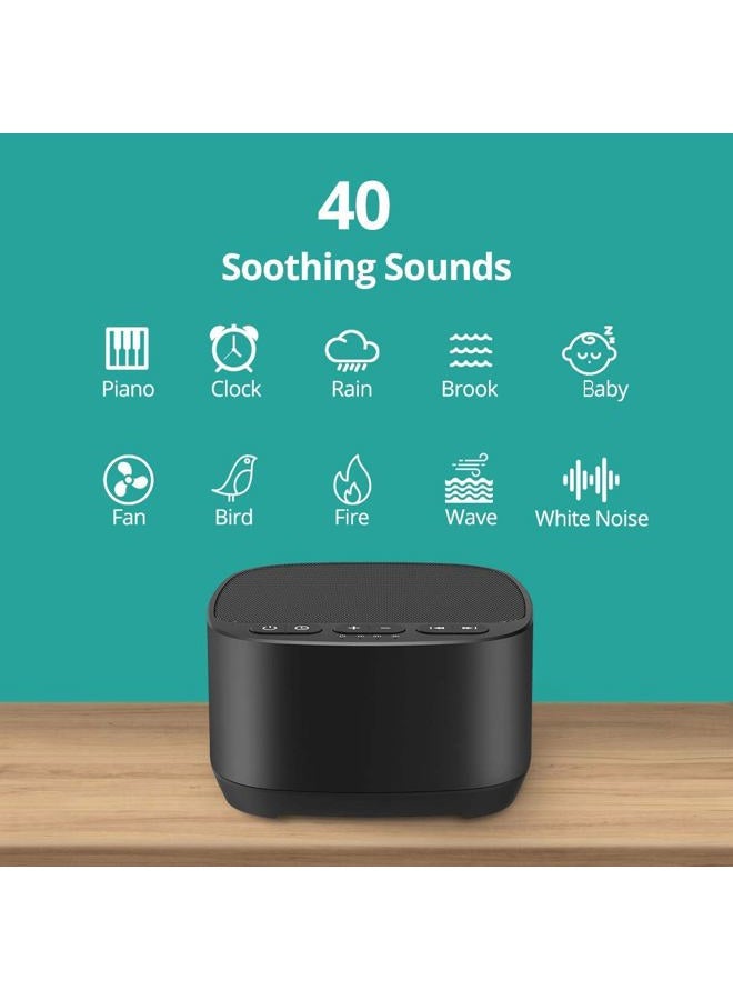 Magicteam Sleep Sound White Noise Machine with 40 Natural Soothing Sounds and Memory Function 32 Levels of Volume Powered by AC or USB and Sleep Timer Sound Therapy for Baby Kids Adults (B-Black) - Image 2