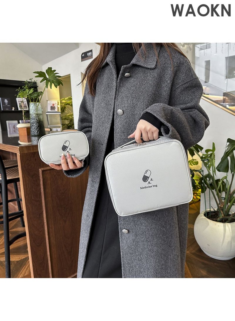 WAOKN Empty First Aid Bags, Carry a medical bag with you and a convenient small medicine box,Travel Medicine Bag, Medical Supplies Organizer, Portable Medical Medicine Bags Portable Kit for Traveling, Car, Home, Camping, Office, Hiking, Outdoor, Grey. - Image 5