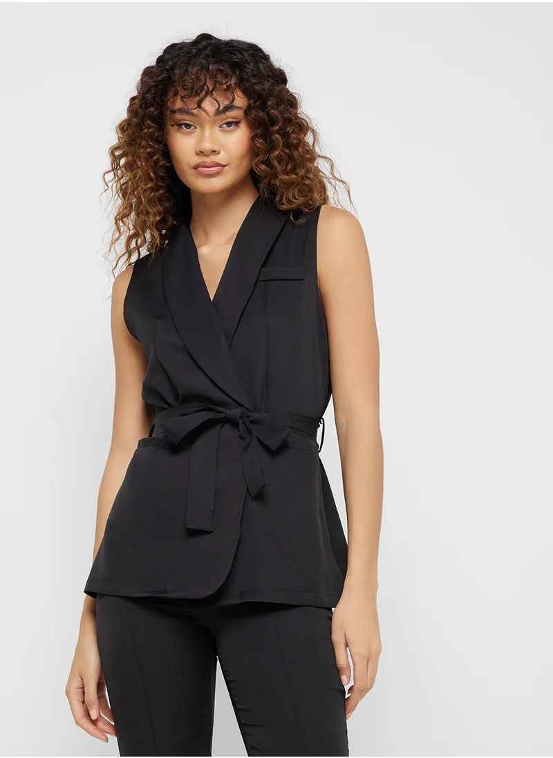 جينجر Longline Belted Vest & Pant Set