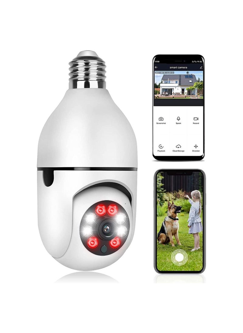 SYOSI - Light Bulb Camera, 360° Light Bulb Security Camera, 2.4GHz Smart Wireless WiFi 1080P HD Security Camera for Indoor Outdoor, with Motion Detection Alarm Night Vision, Two-Way Talk Motion Alarm - Image 1