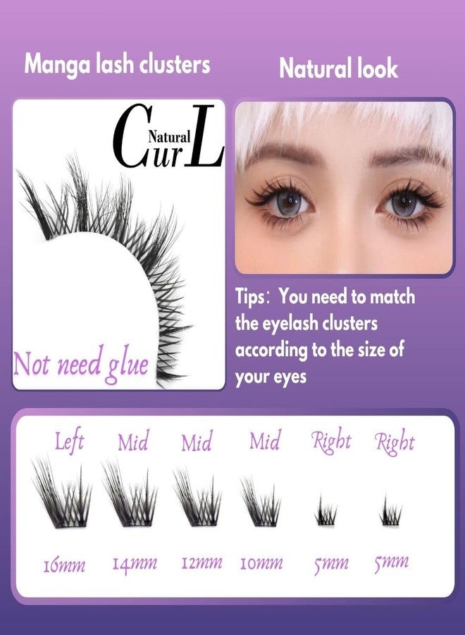 AUGENLI Lash Clusters Manga Lash Clusters Anime Spiky Eyelash Extensions Wispy Individual Lashes Natural C Curl Cluster Eyelash Mixed 10~14mm DIY Lash Extensions Kit with Tweezers (H102) - Image 4