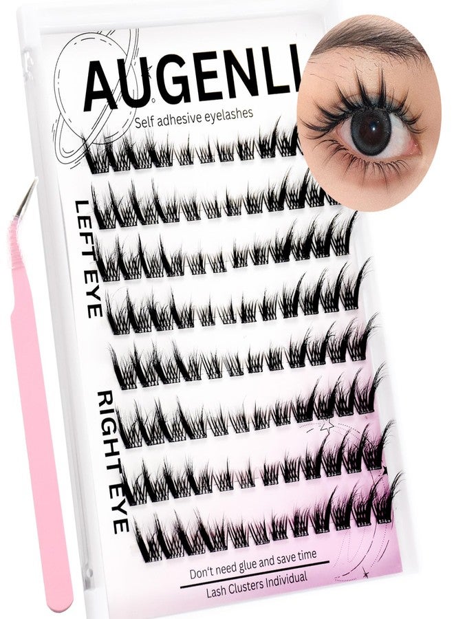 AUGENLI Lash Clusters Manga Lash Clusters Anime Spiky Eyelash Extensions Wispy Individual Lashes Natural C Curl Cluster Eyelash Mixed 10~14mm DIY Lash Extensions Kit with Tweezers (H102) - Image 1