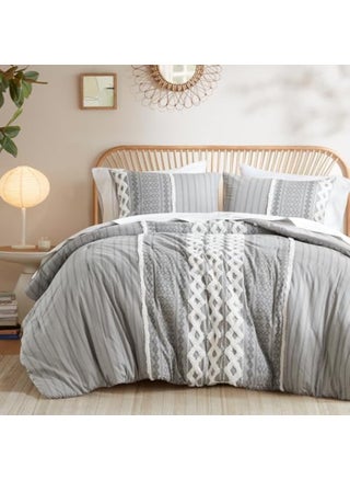 INKIVY Comforter for Queen Size Bed Chenille Tufted Breathable Cotton Comforter Set Queen All Season Modern Boho Comforter with Farmhouse Bedding Flare 2 Matching Shams Queen Gray 3 Piece - pzsku/Z0AE9B3836829B848F6D0Z/45/1749490364/f5b944e4-9949-431e-9313-5150c8e8ef38