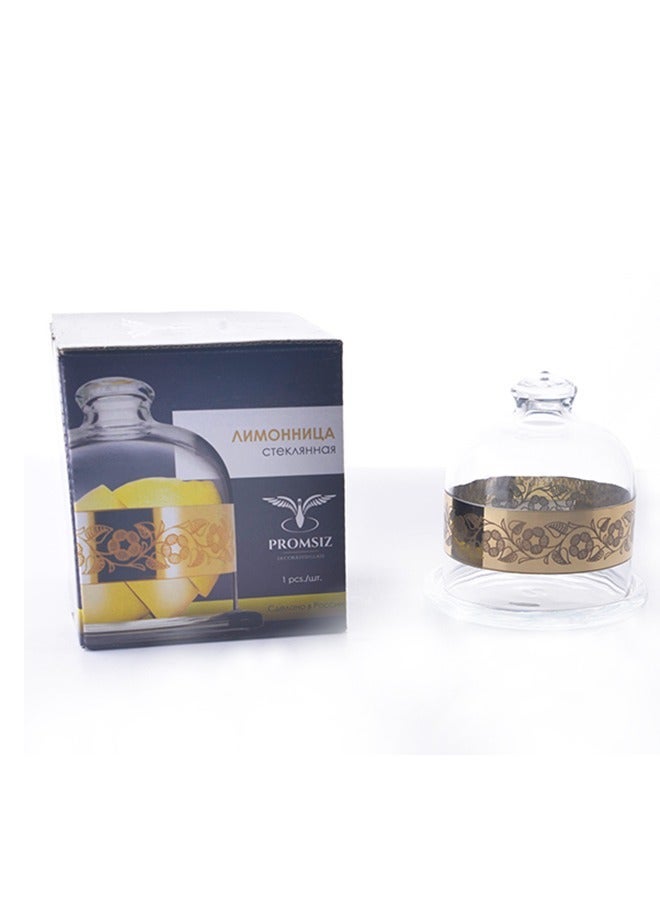 PROMSIZ Multi-functional cake and dessert stand with glass lid with golden graphics, made in Turkey - Image 3