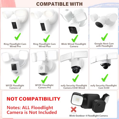 CaGuan Power Cable and Plug-in Mount for Floodlight Cams Compatible with Floodlight Cam Wired Pro/Plus, Blink Wired Floodlight Camera, Electrical Box with 20ft Weatherproof Cable -(2in1 Mount and Cord Set) - Image 2