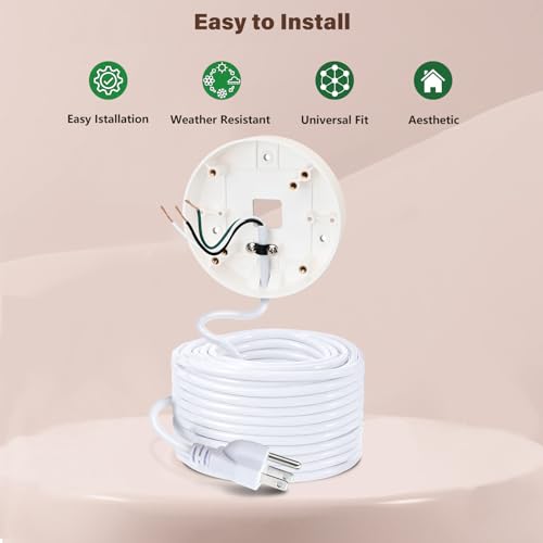 CaGuan Power Cable and Plug-in Mount for Floodlight Cams Compatible with Floodlight Cam Wired Pro/Plus, Blink Wired Floodlight Camera, Electrical Box with 20ft Weatherproof Cable -(2in1 Mount and Cord Set) - Image 3