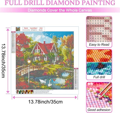 ARPADAMO Diamond Art Kits for Adults,5D countryside Diamond Painting DIY landscape Diamond Art Diamond Painting Kit for Adult,Round Full Drill Diamonds, Diamond Art Kits for Home Decor-13.78x13.78inch - Image 4