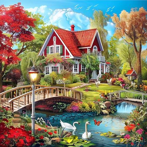 ARPADAMO Diamond Art Kits for Adults,5D countryside Diamond Painting DIY landscape Diamond Art Diamond Painting Kit for Adult,Round Full Drill Diamonds, Diamond Art Kits for Home Decor-13.78x13.78inch - Image 1