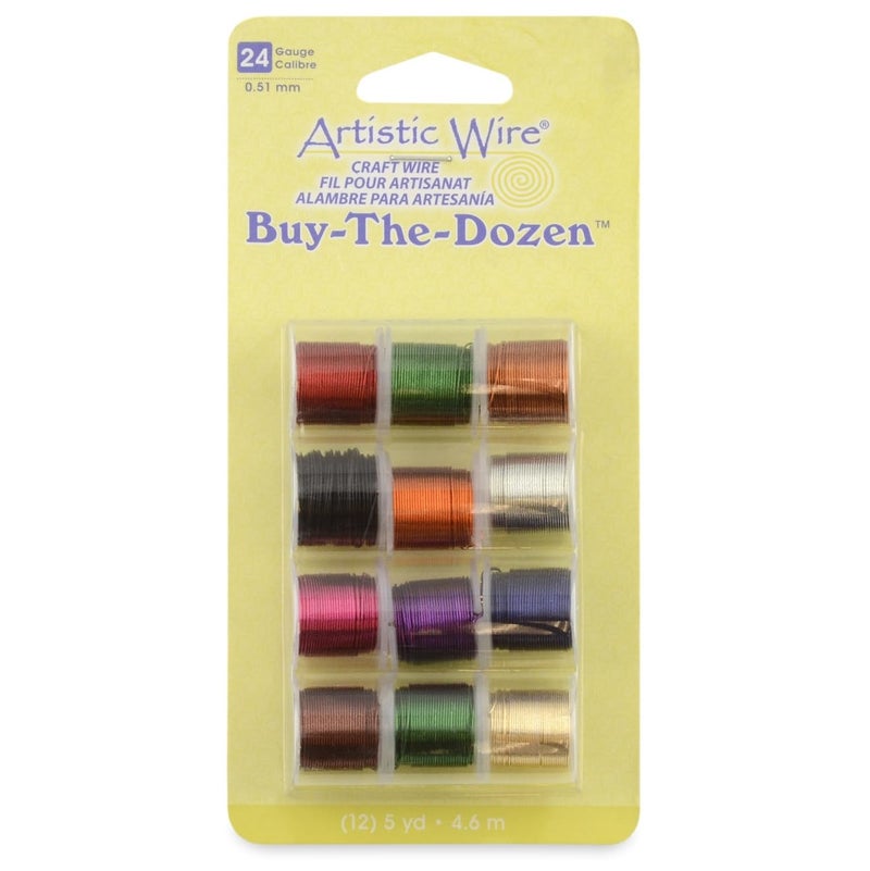 Artistic Wire, 24 Gauge / .51 mm Tarnish Resistant Colored Copper Craft Wire, Buy-The-Dozen, Assorted Colors, 5 yd / 4.5 m Each, 12 spools - Image 2