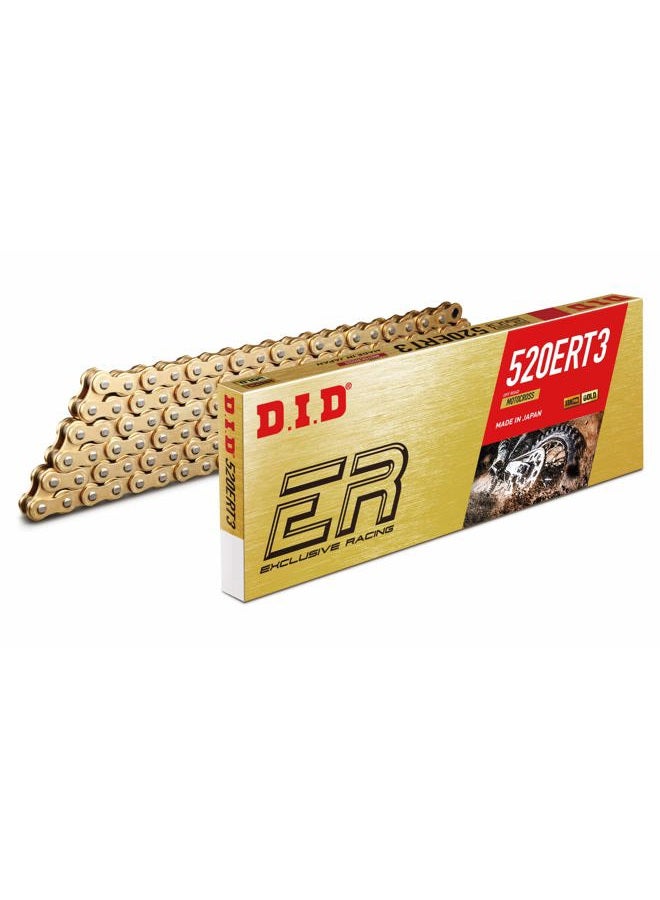 DID (520ERT3-118 Gold 118 Link High Performance ERT3 Series Non-O-Ring Racing Chain with Connecting Link