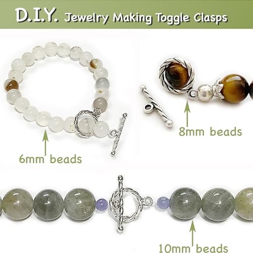 Heather's CF Silver Clasp Toggle Swirl Clasps Toggle Findings for Necklace Making kit 100 Set - Image 4