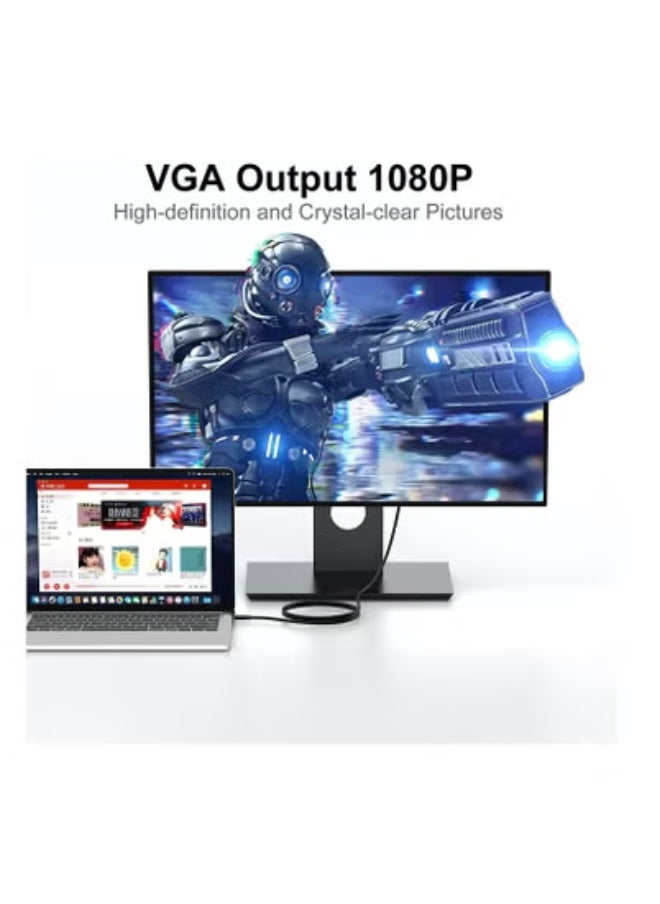 XICEN USB C to VGA Cable, USB Type-C to VGA Male Cable Adapter Compatible Converter foriMac, MacBook Pro, MacBook Air, Surface Book 2, Chromebook and More and More-6 Feet  - Image 3