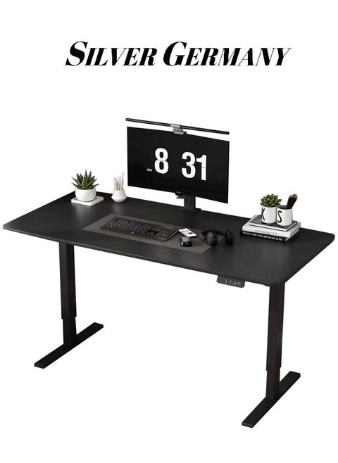 Height Adjustable Electric Standing Desk, 120×60cm Sit Stand up Desk, Memory Computer Home Office Desk (Black)