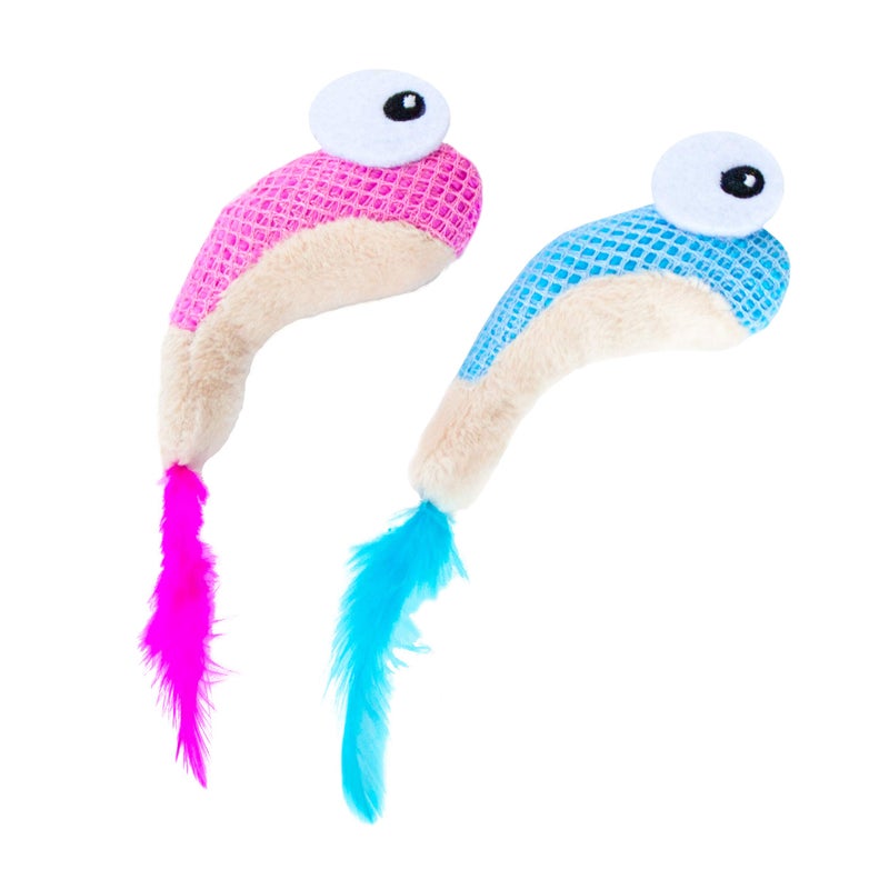 Catstages Petstages Dental Shrimpies Catnip Cat Chew Toy - 2 Pack - Image 1