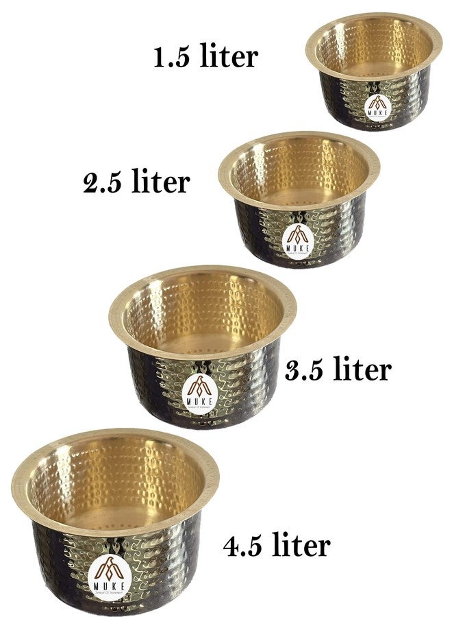 MUKE® Brass Hammered tope Patila, Brass Tope, Brass Cookware, Patila, Round Heavy Bottom Tapeli, Bhagona (2 Liter) - Image 4