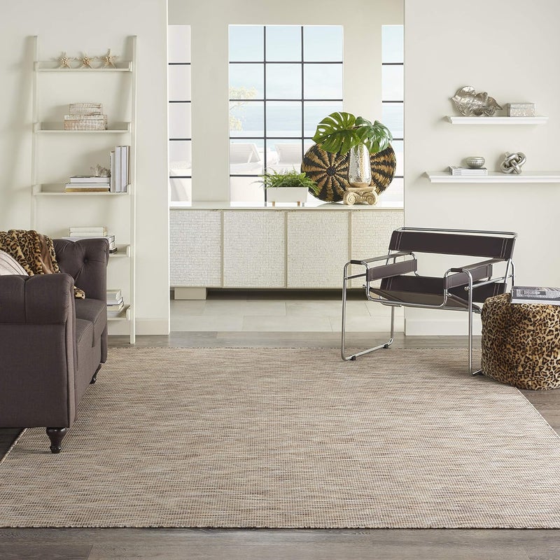 Nourison Positano Indoor-Outdoor Beige 4' x 6' Area Rug, Easy Cleaning, Non Shedding, Bed Room, Living Room, Dining Room, Backyard, Deck, Patio (4x6) - Image 1
