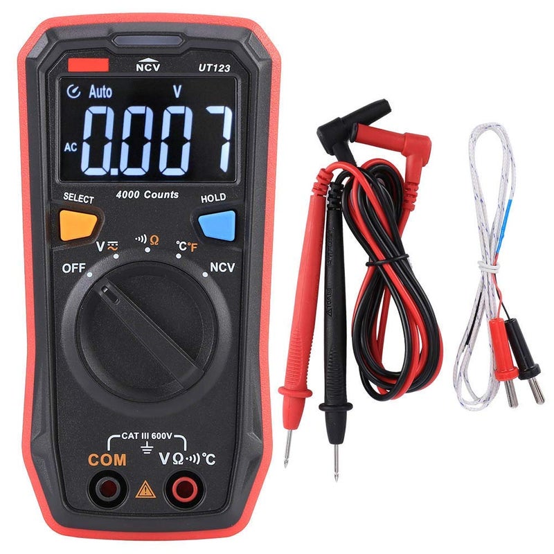 Multimeter, UT123 Color Screen Digital Multimeter AC/DC Voltage Frequency NVC Tester Meter, with Temperature Measurement Function
