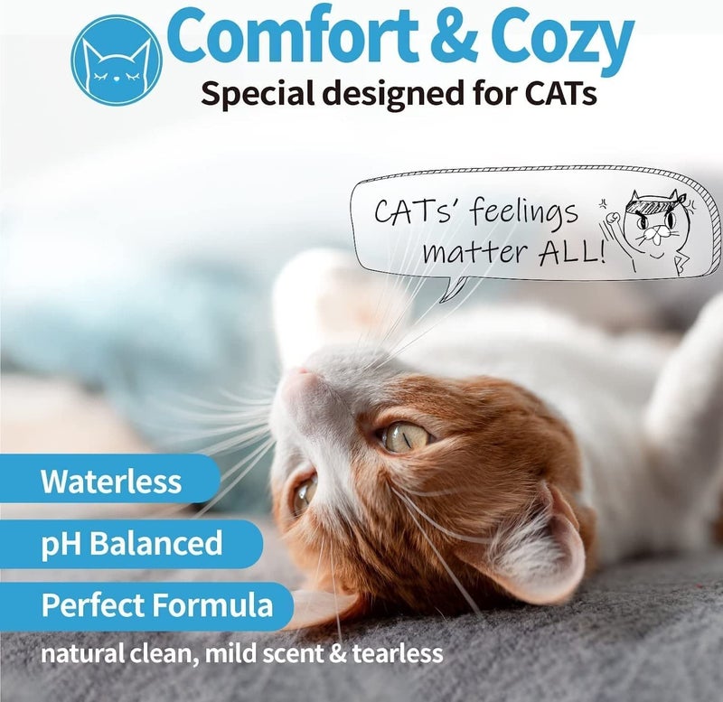 Mooncat Waterless Cat Shampoo+Cat Brush, Licking Safe Dry Shampoo for Cats, No Rinse Foam Cat Bath, Grooming for Cat, Kitten Sensitive Skin, Dander Reducing, Paraben Free, pH Balanced (5 oz) - Image 3