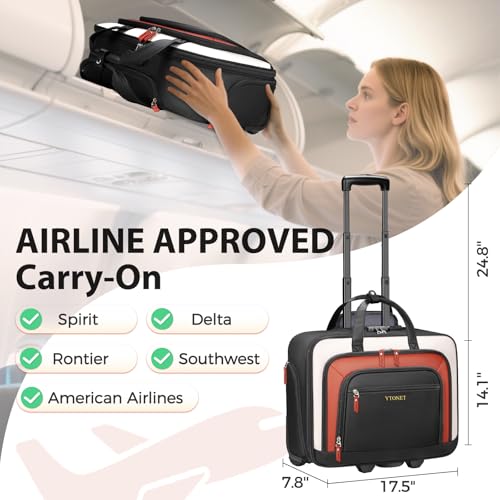 Ytonet Rolling Laptop Bag, Rolling Briefcase for Women with Lock, 17.3 Inch Carry On Laptop Bag with Wheels, Roller Bag with Insulated & Waterproof Pocket, Teacher Bag for Work Travel Business College - Image 3