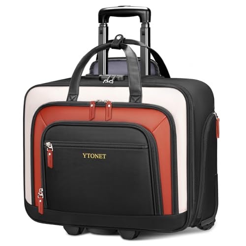 Ytonet Rolling Laptop Bag, Rolling Briefcase for Women with Lock, 17.3 Inch Carry On Laptop Bag with Wheels, Roller Bag with Insulated & Waterproof Pocket, Teacher Bag for Work Travel Business College - Image 1