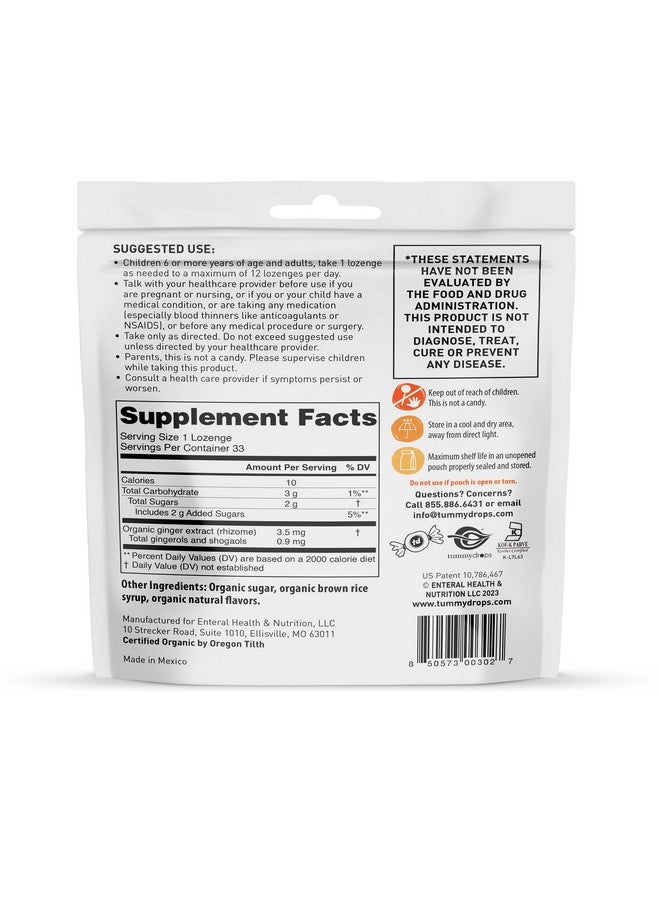 TUMMYDROPS USDA Organic Natural Ginger Tummydrops, Gluten Free & Vegan, 33 Individually Wrapped Drops in a Resealable Bag - Image 5