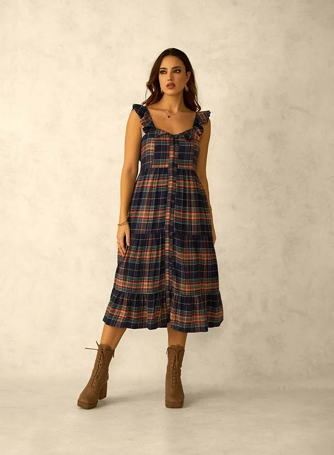 فيرجيو VIRGIO 100% Viscose Multi Button Down Dress