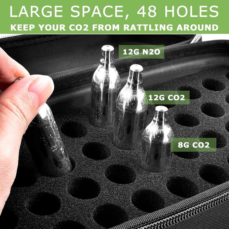 ALKOO CO2/N2O Cartridges Storage Case for Cyclists, Airsoft & Hunters – Hard Shell Holder with 40 Slots for 8g/12g Refills – for Crosman, for Umarex & More – Ideal for Bike Trips, Camping Use – Case Only - Image 3