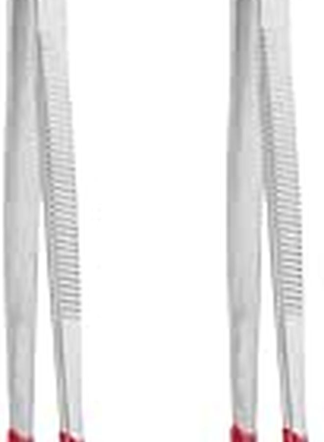 2 Pack Precision Craft Tweezers With Rubber Tips For Stamps Coins Stickers - Image 1