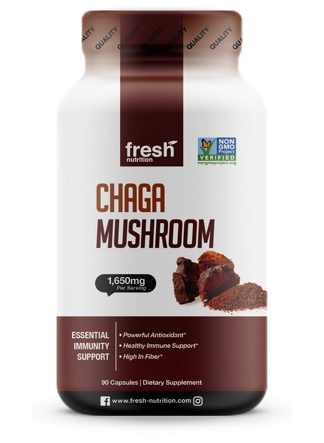Fresh Nutrition Organic Chaga Mushrooms Strongest Dna Verified 1650Mg Per Serving High In Fiber Non Gmo Gluten & Soy Free Vegan Friendly  - Image 2