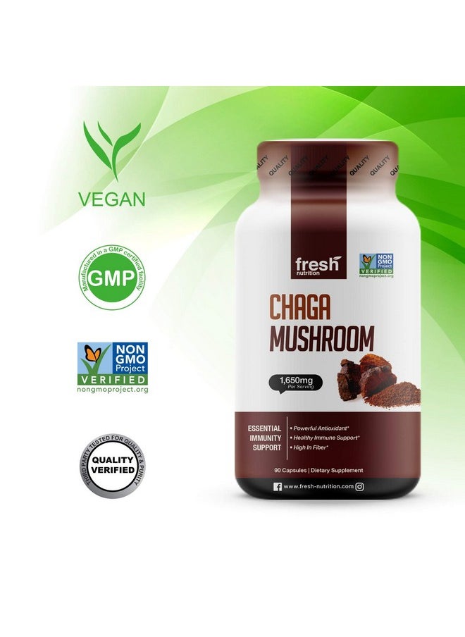 Fresh Nutrition Organic Chaga Mushrooms Strongest Dna Verified 1650Mg Per Serving High In Fiber Non Gmo Gluten & Soy Free Vegan Friendly  - Image 5