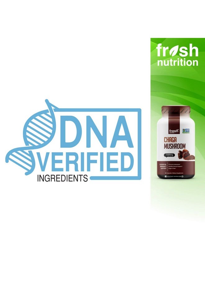 Fresh Nutrition Organic Chaga Mushrooms Strongest Dna Verified 1650Mg Per Serving High In Fiber Non Gmo Gluten & Soy Free Vegan Friendly  - Image 4
