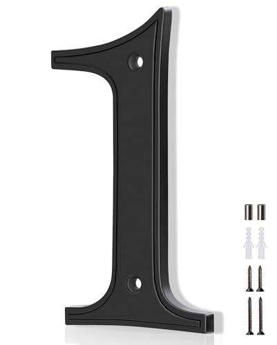 Emotionlite House Numbers 1, Emotionlite House Address Numbers, Black Large Modern House Numbers for Outside, Metal Mailbox Number, 5" Zinc Alloy Style - Image 1