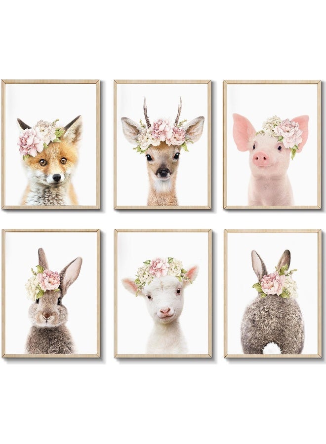 Home Trove Ephany Baby Animal Posters And Prints Rabbite Piglet Deer Fox Canvas Painting Nursery Pig Wall Art - Image 1