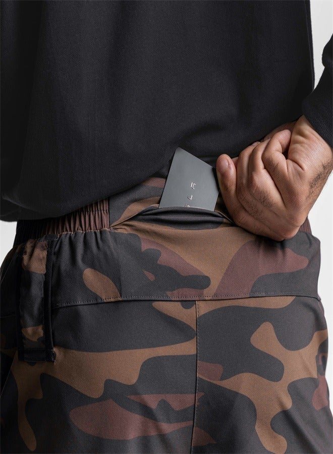 Generic Men's Single-Layer Breathable And Quick Drying Shorts Military Green Camouflage - Image 1