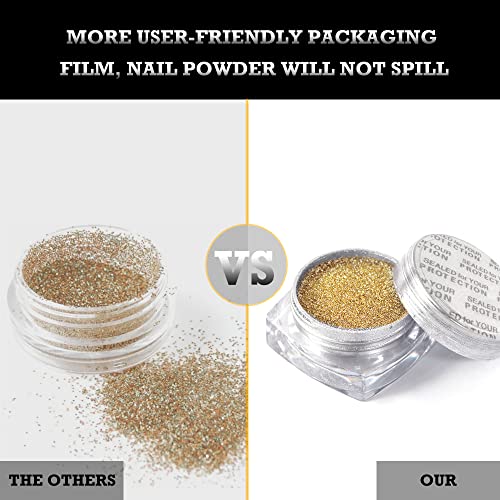 BPrettier Gold Silver Chrome Nail Powder 4 Jar Mermaid Glitter Art Mirror Effect Shimmery Aurora Powder for Women Girls Gifts - Image 5
