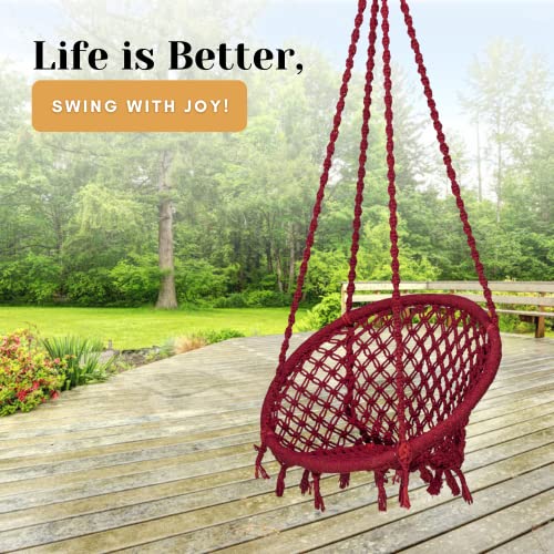 Swingzy Cotton Netted Rope Hanging Swing Chair for Adults & Kids/Swing for Balcony/Outdoor Swing Chair/Hammock Swing for Home, Patio, Garden, Indoor/Balcony Hanging Chair (Maroon) - Image 4