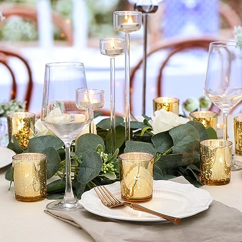 DARJEN Gold Tea Lights Candles Holders for Wedding Centerpieces, Votive Candle Holders for Party Home Wedding Shower Decorations, Table - Mercury Glass Votives, 24Pcs - Image 4