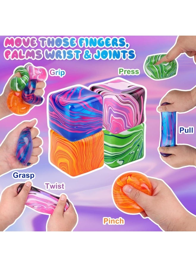 squishy Squishies Stress Cube Toys,Adults Squishies Anxiety Relief Maltose Ball,Large Veined Ice Cube Squishy Toy,Gel Filled Stretchy Stress Balls for Anxiety Relief,Colorful Fidgets Cubes (Purple) - Image 4
