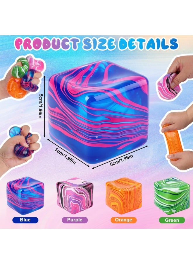 squishy Squishies Stress Cube Toys,Adults Squishies Anxiety Relief Maltose Ball,Large Veined Ice Cube Squishy Toy,Gel Filled Stretchy Stress Balls for Anxiety Relief,Colorful Fidgets Cubes (Purple) - Image 2