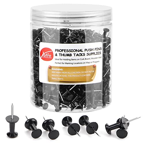 Yalis Black Push Pins 600 Count, Standard Dark Thumb Tacks for Corkboard Bulletin Board - Image 1