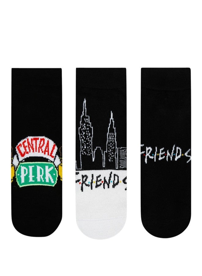 BALENZIA SocksXpress Friends Friends Logo & Central Perk Lowcut Socks for Women (Pack of 3) - Black - Image 1