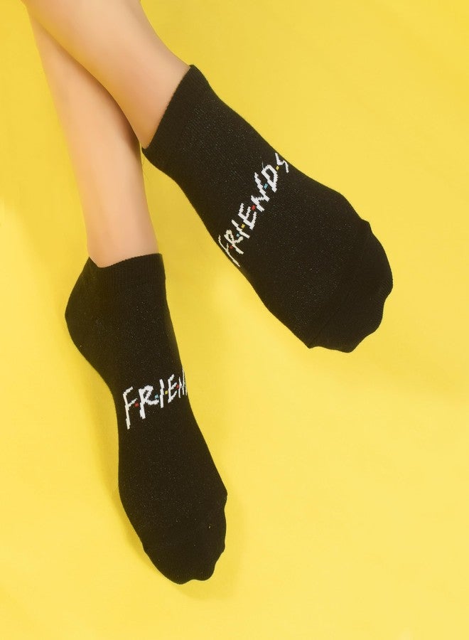 BALENZIA SocksXpress Friends Friends Logo & Central Perk Lowcut Socks for Women (Pack of 3) - Black - Image 3
