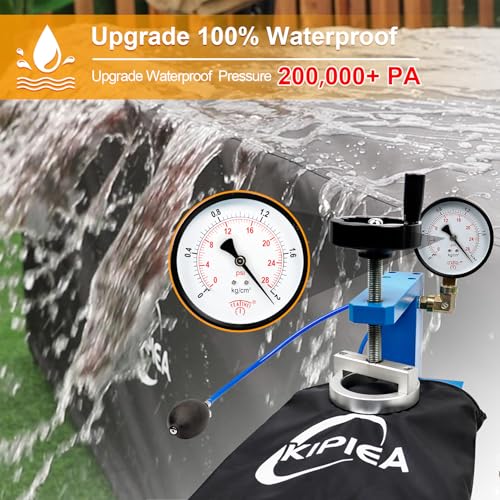 Kipiea 600D Outdoor Waterproof Square Hot Tub Cover Protector, Heavy Duty Polyester SPA Cover UV Protection Cover 85" L x 85" W x 20" H, Black - Image 4