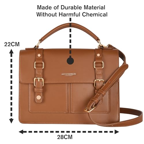 Accessorize London Women's Rookie Brown Satchel Handbag |Handle satchels & Shoulder Sling Bags For Women Office |College|Travel Use - Image 5