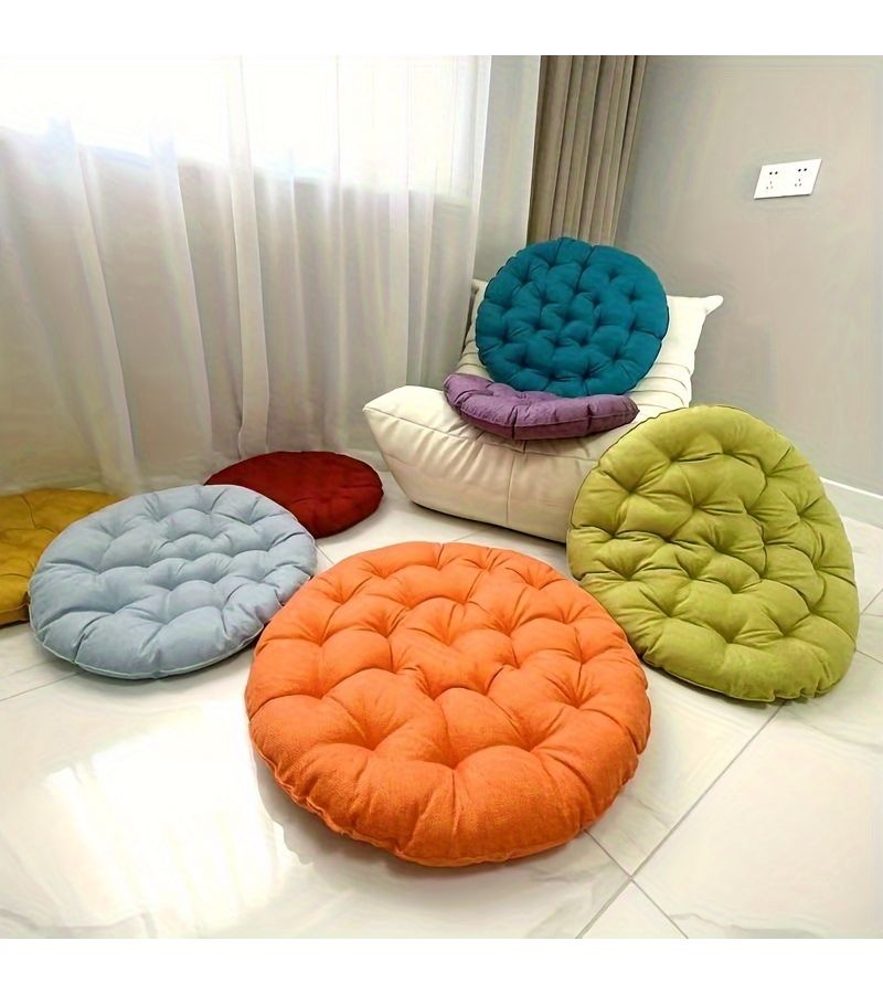 1pc Luxurious Cushion Tangerine Diameter 17 72inch Japanese Tatami Floor Mat Soft Breathable Thickened Cross Legged Floor Seat for Meditation Home Decoration Bay Window Seating Relaxation Durable Easy to Clean - Image 2